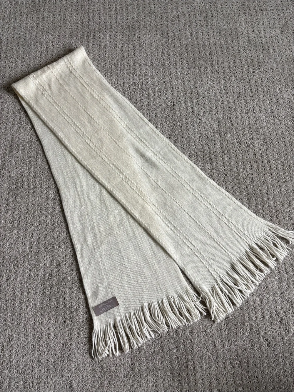 croft & barrow Cream Fringe Knit Scarf